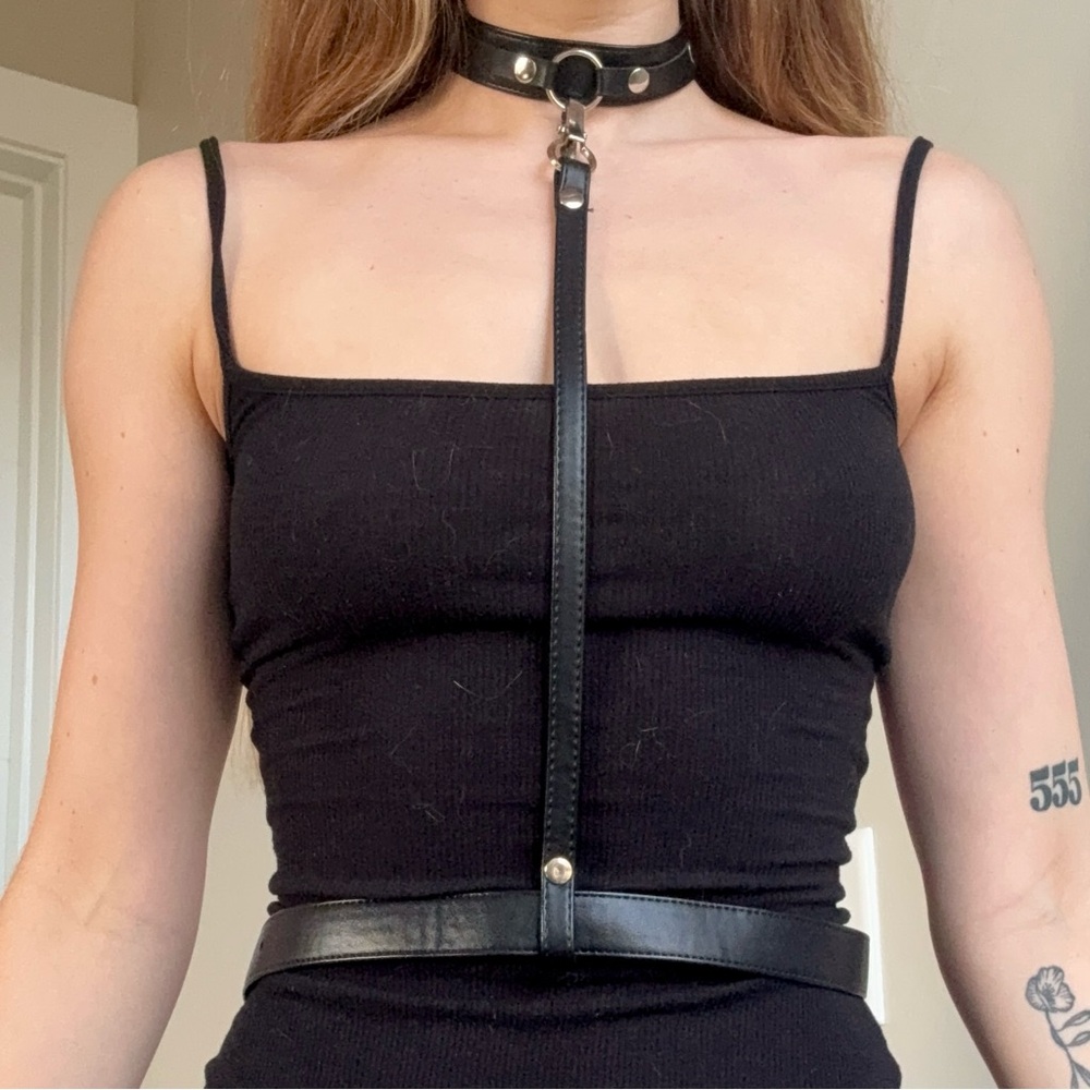 Burleska Vegan Leather Harness with Silver Details